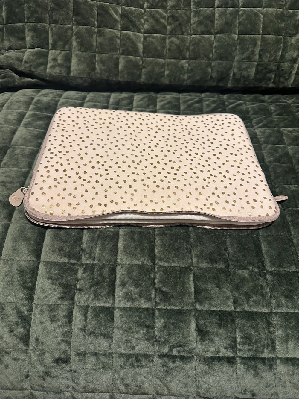 Dabney Lee White Tablet Sleeve with Gold Dot Print
